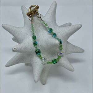 Bella Dolce |  Green Swarovski Crystal bead bracelet, 8 1/2”